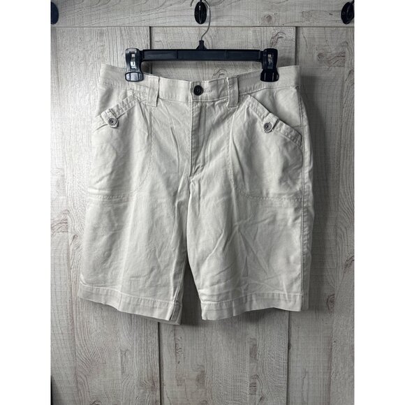 Lee Womens Beige Casual Shorts Size 10 Medium With Button Pockets Belt Loops - Picture 1 of 6